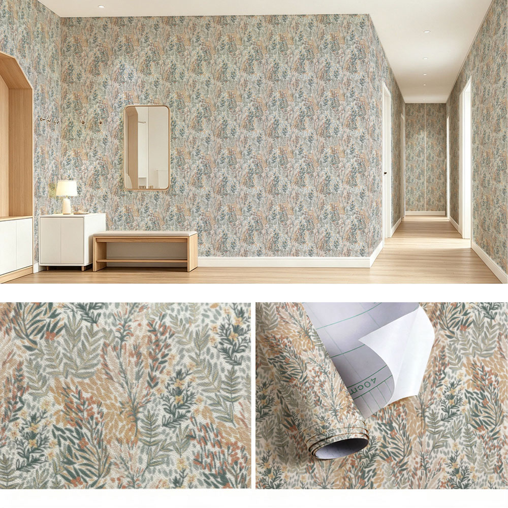 Herbal Wallpaper - 1pc Herbal Plant Flower Printing Self
